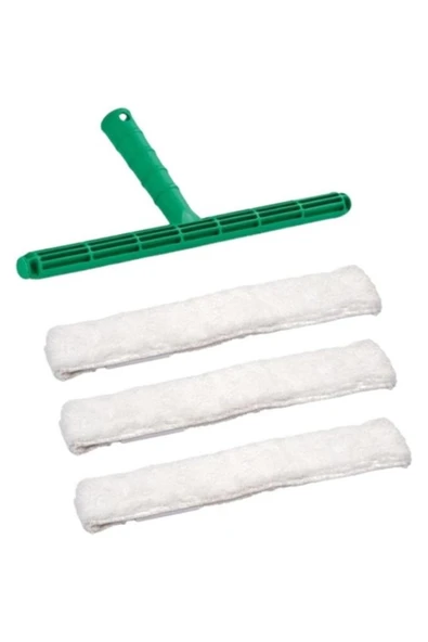 abnturk 3 Adet Mikrofiber Cam Silme Peluşu Köpürtme Bezi 1 Adet Cam Peluş Aparatı 35 cm
