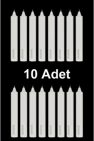 abnturk 10 Adet Klasik Beyaz Mum10cm OrtaBoy Dilek ve Bakkal Mumu Elektriksiz ortamlarda Dünyayı Aydınlatır