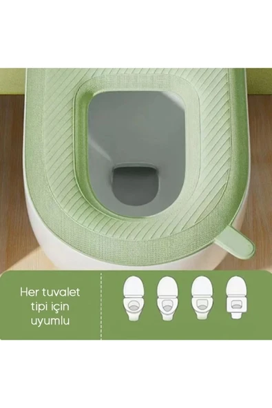 abnturk Rahat ve Kullanışlı Yıkanabilir Klozet Kapağı Süngeri Su Geçirmez Üst Yüzey - 5
