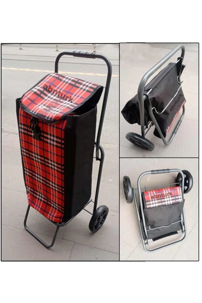 abnturk Çelik Gövdesi Katlanan Rahat Alışveriş Pazar Arabası Geniş Hacimli Kırılmaz Teker Garantili Taşıyıcı ürün görseli