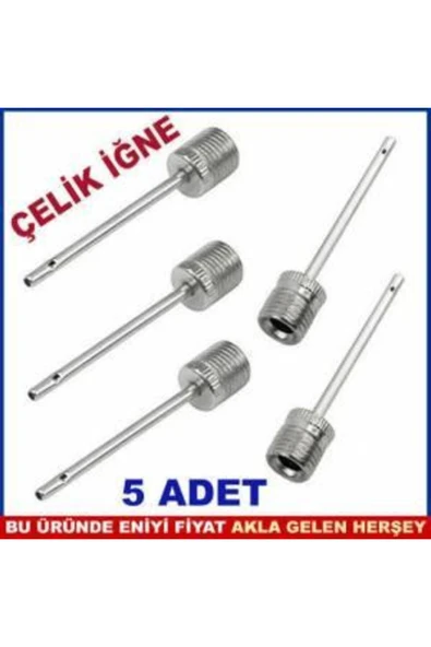abnturk Iyi Kalite Vidalı Top Şişirme Iğnesi 5 Adet Top Şişirmek Için Iğne Çelik Sibob Iğnesi - 1