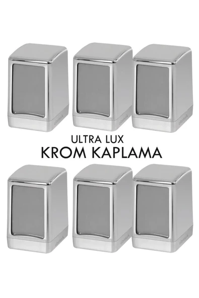 abnturk 6 Adet Krom Kaplama Masa Üstü Peçetelik Metalik Gri Kaplama Metal Görünüm Masaüstü 2 yönlü Dispanser