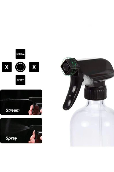 abnturk 1100 ml Fonksiyonlu Şeffaf Sprey Şişesi 1000ml Tetikli Sprey Bidonu Su Kabı, Berber Fısfısı Boş Şişe - 2
