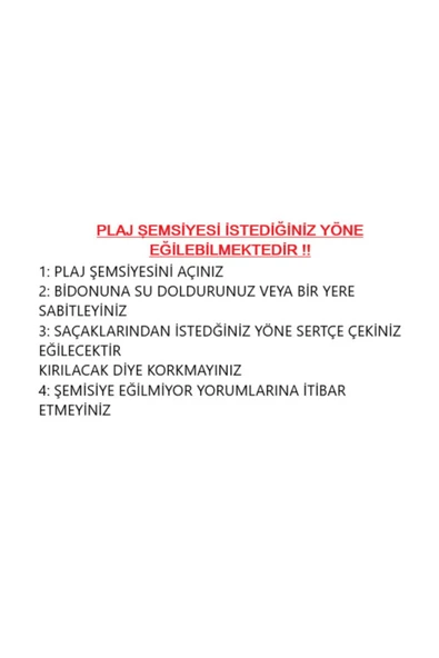 2 Mt Çapında 1. Sınıf Plaj Şemsiyesi 19lt Bidon Dahil Şemsiye - 5