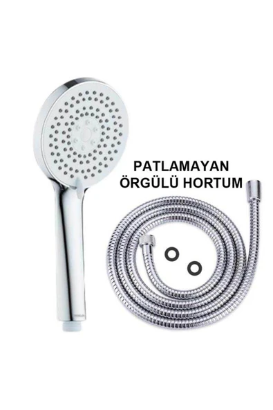 abnturk 4 Fonksiyonlu Duş Başlığı Seti En Yüksek Basınca Dayanıklı Örgülü Su Tasarruflu 150cm Spiral Hortum - 1