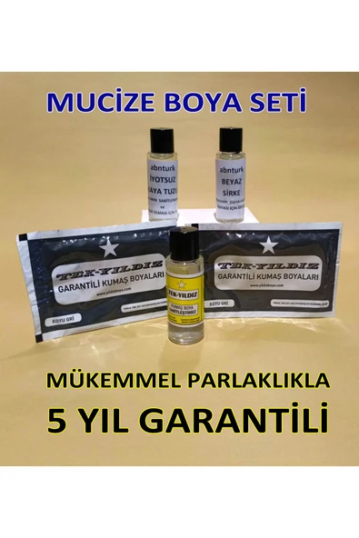 abnturk Koyu Gri 5li Kumaş Boyama Seti Sabitleyici-Kalıcı için Sirke-Parlaklık için iyotsuz Tuz-2 Adet Boya - 1