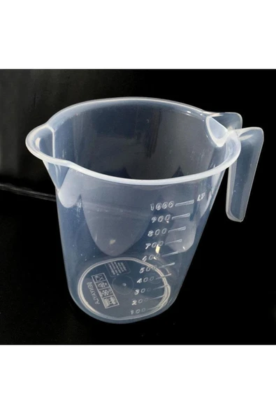 abnturk Şeffaf Kırılmayan Plastikten Kulplu Sürahi Tipi 1 Litre Ölçü Kabı Çok Amaçlı Dereceli Ölçek Kap - 1