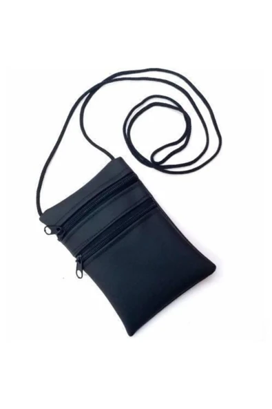 abnturk Boyun Askılı Çift Fermuar Çanta,15x10cm %100 Güvenli Para Cüzdanı - 4