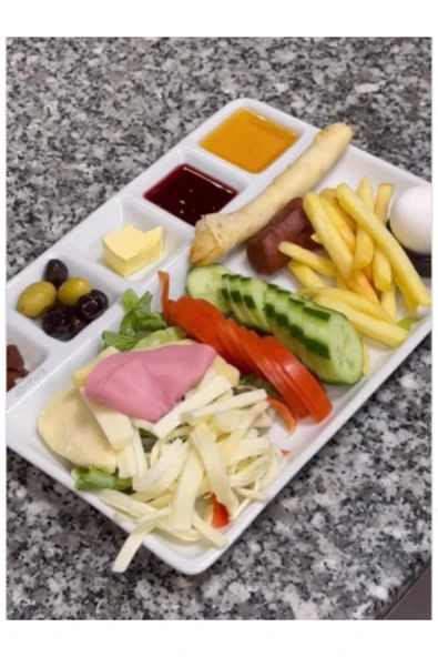 abnturk 3 Adet Kırılmayan Kahvaltı Sunum Tabağı 33x26cm Kahvaltılık 6 Bölme Sağlıklı Malzeme Tabldot Tepsisi ürün görseli