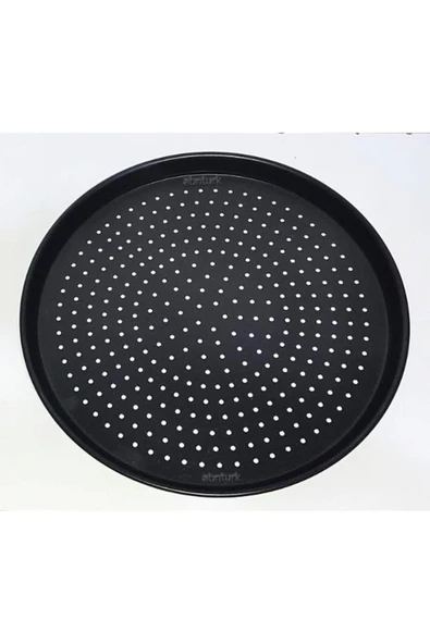 abnturk 34cm Delikli Alüminyum Granit Pizza Tavası Yapıştırmaz Sığ Kenar Eniyi Pizza Pişirme Fırın Tepsisi - 1