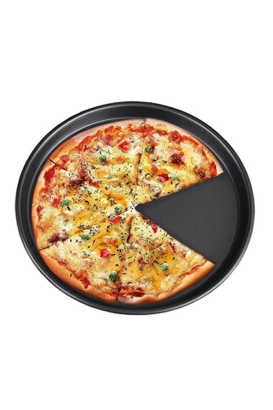 abnturk 40cm Alüminyum Granit® Pizza Tavası Yapıştırmaz Sığ Kenar Dünyanın Eniyi Pizza Pişirme Fırın Tepsisi - 1