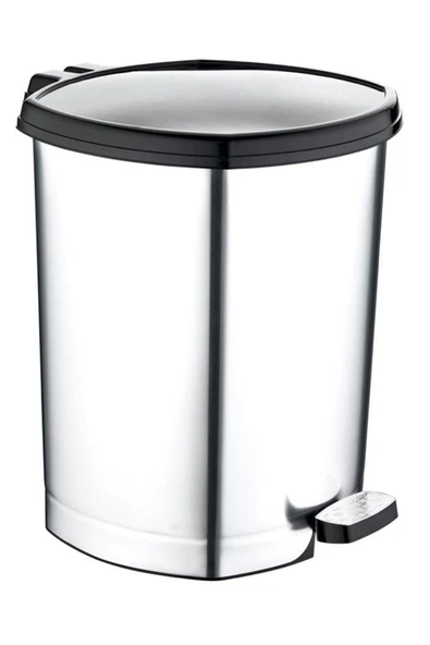 abnturk 2 Adet Ayak Pedallı Çöp Kovası Gri-Metal Görünümlü 20 Litre BüyükBoy Çıkabilen iç Kova Ø33 h:40
