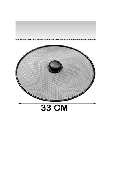 abnturk Yağ Sıçratmayan Tava Tencere Kapağı Siyah Metal Telli Yağ Sıçratmaz 33cm - 3