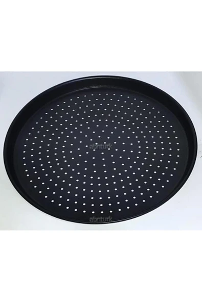 abnturk 2 adet Delikli Alüminyum 40cm Granit Pizza Tavası Yanmaz Yapışmaz En iyi Pizza Pişirme Fırın Tepsisi - 4