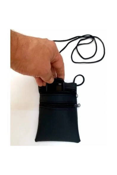 abnturk Boyun Askılı Çift Fermuar Çanta,15x10cm %100 Güvenli Para Cüzdanı - 3
