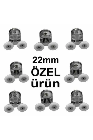 abnturk 22 mm Tekerli Cam Duşakabin Teker Takımı 8 Adet Krom Rulman Set Duşakabin Montaj Seti Tse'li Set - 1