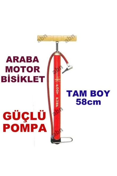 abnturk Büyük Boy Metal Gövde Lastik Şişirme Pompası Top, Bisiklet,Motor Araba Lastiği Şişirmek için ideal