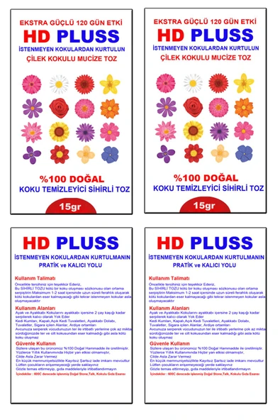 abnturk 105gr Koku Giderici 15x7 Poşet Kötü Koku Yokedici Sihirli Toz Kedi Kumu Çilek Kokulu 35 Lt Kum için - 2