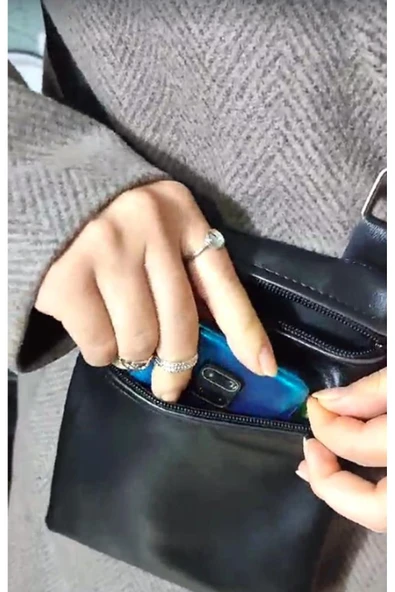 abnturk Ayarlanabilir Boyun Askılı Fermuarlı Çift Cepli Telefonluk Deri Çanta 21x16cm Güvenli Para Cüzdanı