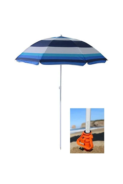 abnturk Polyester Kumaş 160cm Plaj ve Balkon Şemsiyesi Toprak Kum Dik Sabitleme Vidası ile Tam Set