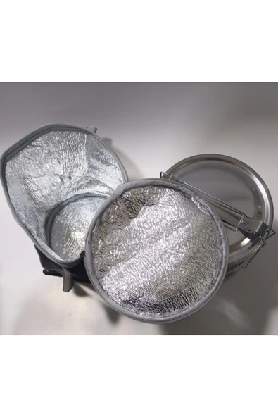 abnturk 16cm 3lü Çelik Sefertası Ile Isıyı Koruyan Termoslu Çanta Tam Set 3-4 Kişilik - 2