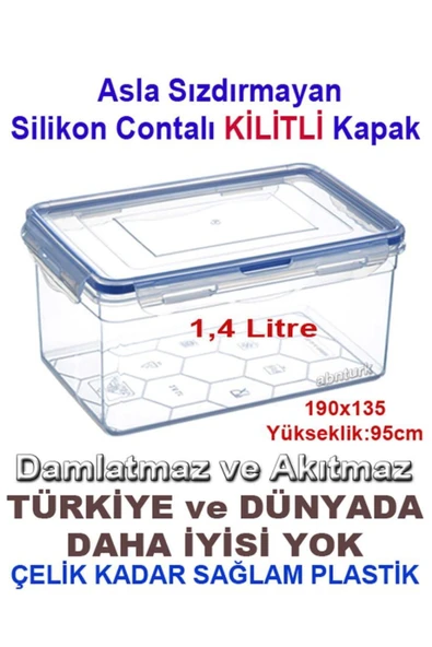 abnturk 5 Adet Set Tam Korumalı Sızdırmaz Derin Saklama Kabı Hava geçirmez Sağlam Kap Contalı Kilitli Kapak - 2