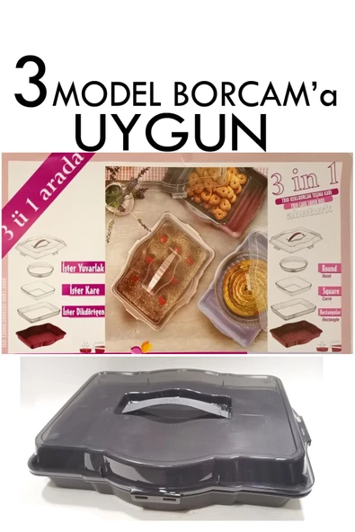 abnturk Rengi Değişiyor Farklı Renklerde 3in1 Yuvarlak Kare Dikdörtgen Borcam Kapaklı Taşıma Kabı 47x35x12cm - 5