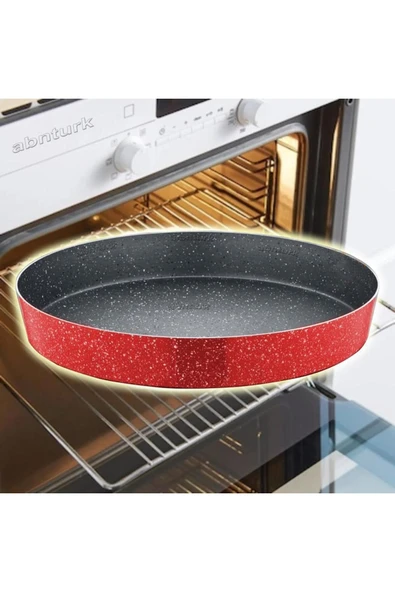 abnturk N38 Ultra Lüks Kalite ⌀38cm Yuvarlak Granit Fırın Tepsisi içi 4 Kat Teflon®Granit Dışı Silikon Kaplı - 1