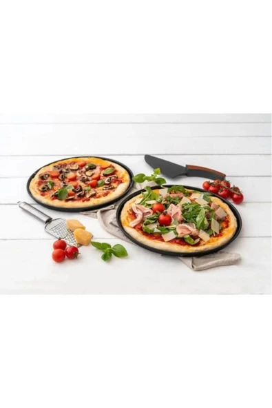abnturk 40cm Delikli Alüminyum Granit Pizza Tavası Yapıştırmaz Sığ Kenar Eniyi Pizza Pişirme Fırın Tepsisi - 5