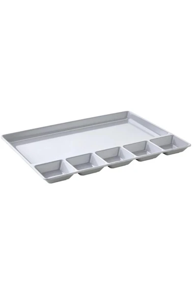 abnturk 3 Adet Kırılmayan Kahvaltı Sunum Tabağı 33x26cm Kahvaltılık 6 Bölme Sağlıklı Malzeme Tabldot Tepsisi - 4