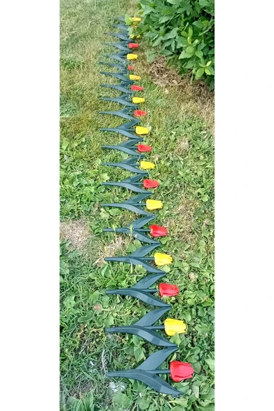 abnturk 340cm Sarı Kırmızı Renklerde Lale Çiçekli Bahçe Çiti Kaliteli Plastikten 80x30cm Eklenebilir 4 Panel - 8