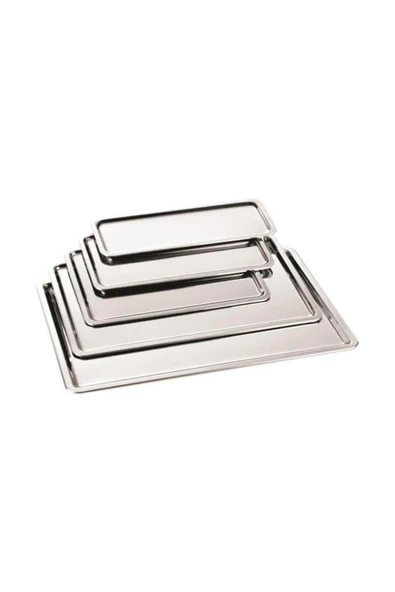 abnturk Paslanmaz Çelik Servis Sunum Tepsisi 40x25cm Pastane Tepsi Yaşam Boyu Garantili Ultra Lüks Rostfrei - 3