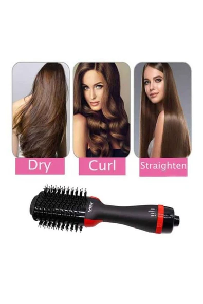 abnturk Profesyonel 3in 1 Saç Kurutma Şekillendirme Tarağı Fönlü Islak Ve Kuru Kullanım 360 Derece Kablo