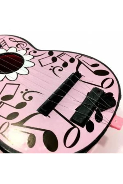 abnturk 6 Telli Oyuncak Klasik Mini Gitar 52 cm Eğitici Çocuk Gitarı Pembe - Resim 3