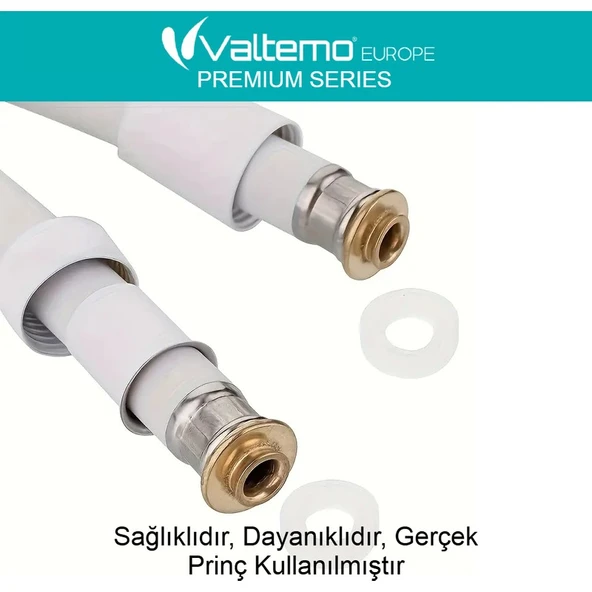 Europe 150 Cm Beyaz NeoFlex Pvc Duş Hortumu, Gerçek Prinç, 5 Katmanlı, Ultra Kaliteli Vs-258 - 4