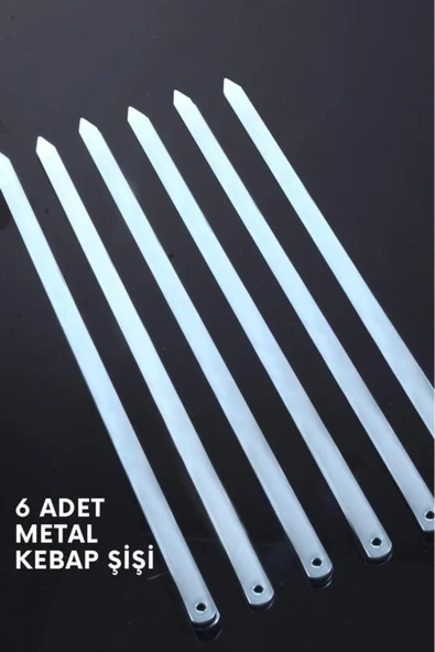 abnturk Adet 6 Profosyonel Paslanmaz Metal Kıyma Şiş (Urfa-Adana-Antep Kebap Şişi) - 1