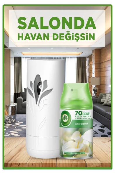 AİR WİCK Oda Kokusu Freshmatik, Otomatik Sprey Makine + Bahar Çiçekleri Yedek Sprey 250 ml - 3