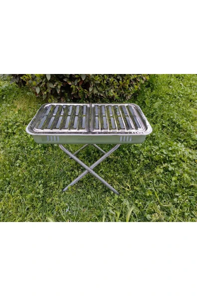 abnturk Paslanmaz Dumansız Ayaklı Mangal Hertür Et+Tavuk+Közleme için Krom Oluklu Köfteci Izgara Mangal 50cm - 6