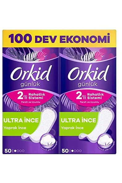 ORKİD Yaprak Günlük Ped Normal Dev Ekonomik Paket 100 Ped