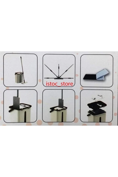 İstoç Türk Microfiber Tablet Mop 5 Paspaslı Temizlik Seti 6+6=12 Litre Kova+metal Sap 5adet Paspas Fiyata Dahil - 4