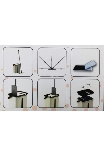 abnturk Microfiber Tablet Mop 5 Paspaslı Temizlik Seti 6+6=12 Litre Kova+metal Sap 5adet Paspas Fiyata Dahil - 4