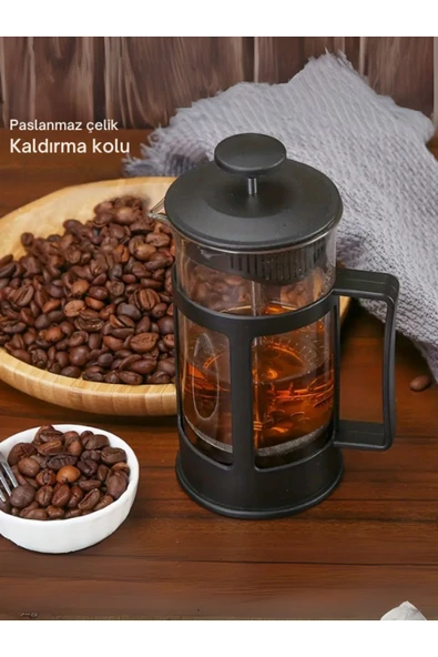 NutraBella French Bitki Çayı , Kahve Pressi Plastik 350 ml Frenç Pres Çay Demleme Ve Içme Bardağı - 3