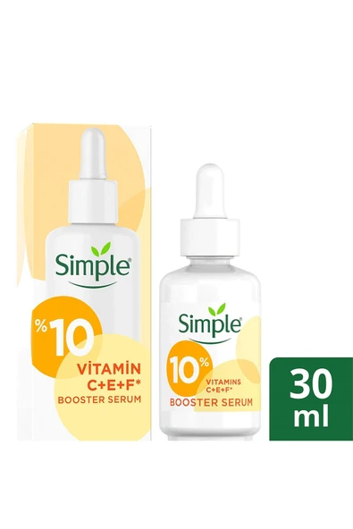 SİMPLE Booster Serum %10 C+F+E Vitamini Genç Görünen ve Aydınlık Cilt İçin 30 ml