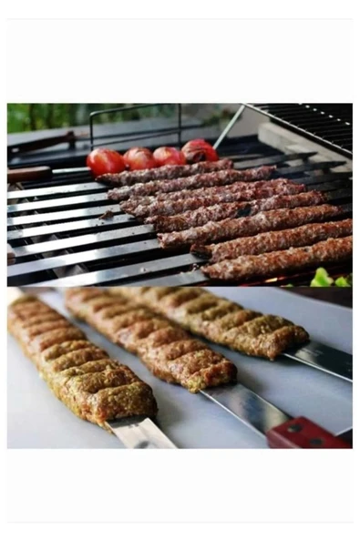 abnturk Adet 6 Profosyonel Paslanmaz Metal Kıyma Şiş (Urfa-Adana-Antep Kebap Şişi) - 6