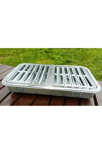 abnturk Paslanmaz Dumansız Ayaklı Mangal Hertür Et+Tavuk+Közleme için Krom Oluklu Köfteci Izgara Mangal 50cm - 8