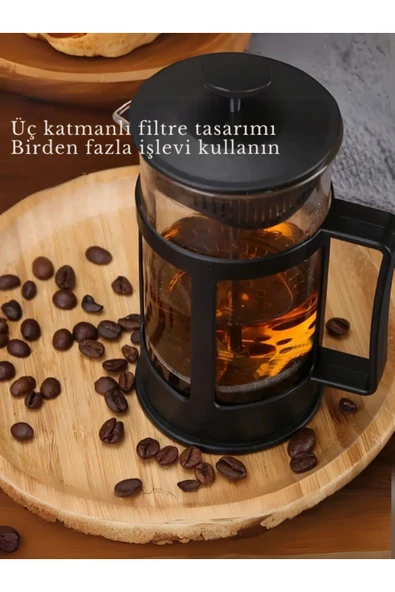 NutraBella French Bitki Çayı , Kahve Pressi Plastik 350 ml Frenç Pres Çay Demleme Ve Içme Bardağı - 2