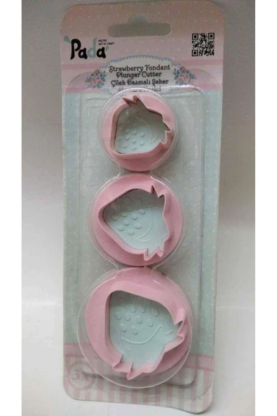 İstoç Türk Sun plast çilek basmalı şeker hamuru 3 adet kesici D_5 ürün görseli