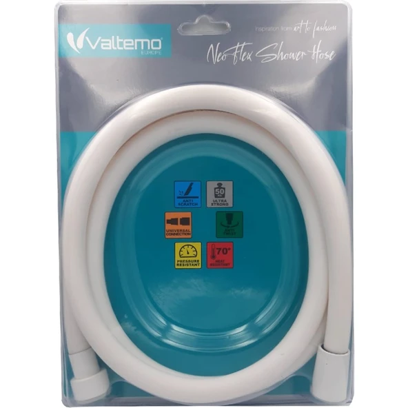 Europe 150 Cm Beyaz NeoFlex Pvc Duş Hortumu, Gerçek Prinç, 5 Katmanlı, Ultra Kaliteli Vs-258