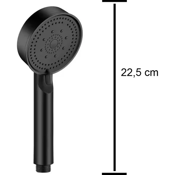 Turbo Özellikli 5 Fonksiyonlu Su Tasarruflu Duş Başlığı Mat Siyah R1001-M - 4