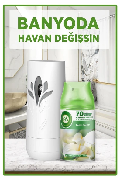 AİR WİCK Oda Kokusu Freshmatik, Otomatik Sprey Makine + Bahar Çiçekleri Yedek Sprey 250 ml - 5